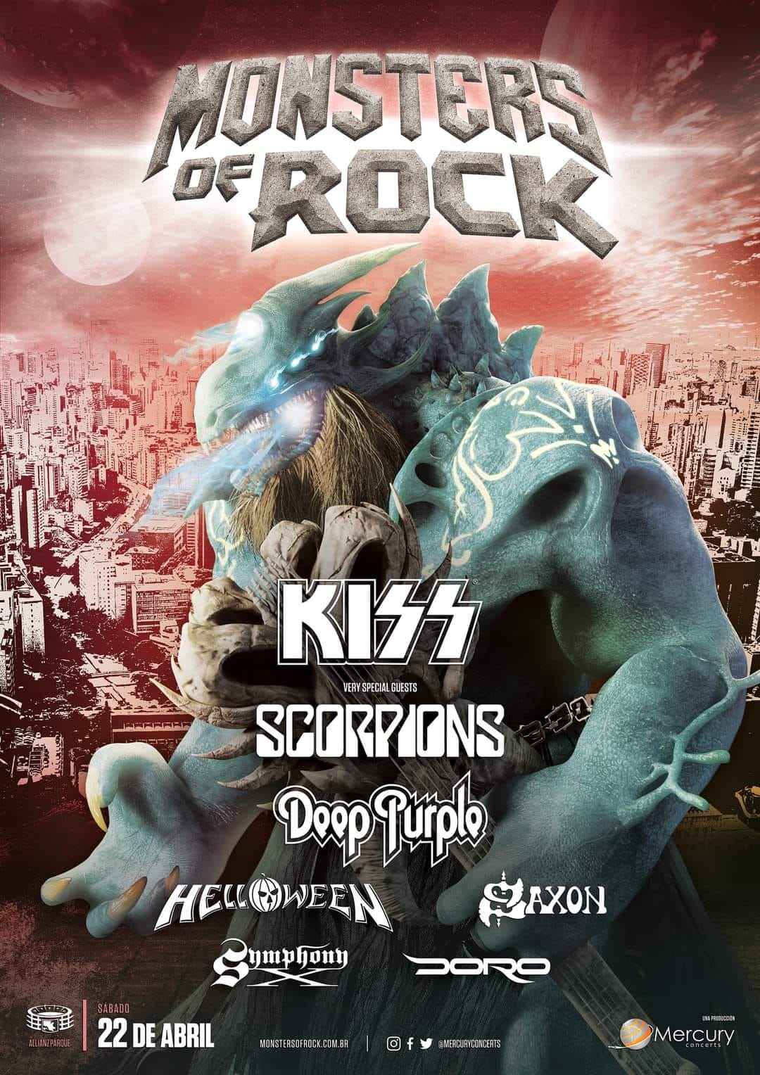 MONSTERS OF ROCK – C/ KISS, SCORPIONS, DEEP PURPLE, HELLOWEEN, SAXON, SYMPHONY X, DORO PESCH (SÃO PAULO/SP)