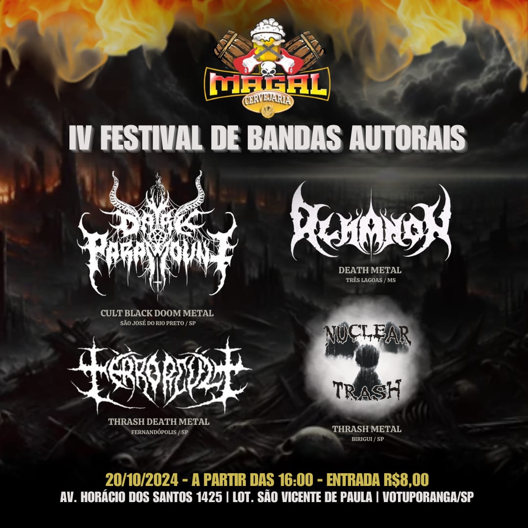 IV FESTIVAL DE BANDAS AUTORAIS: ALMANON | NUCLEAR TRASH | DARK PARAMOUNT | TERRORCULT – VOTUPORANGA (SP)