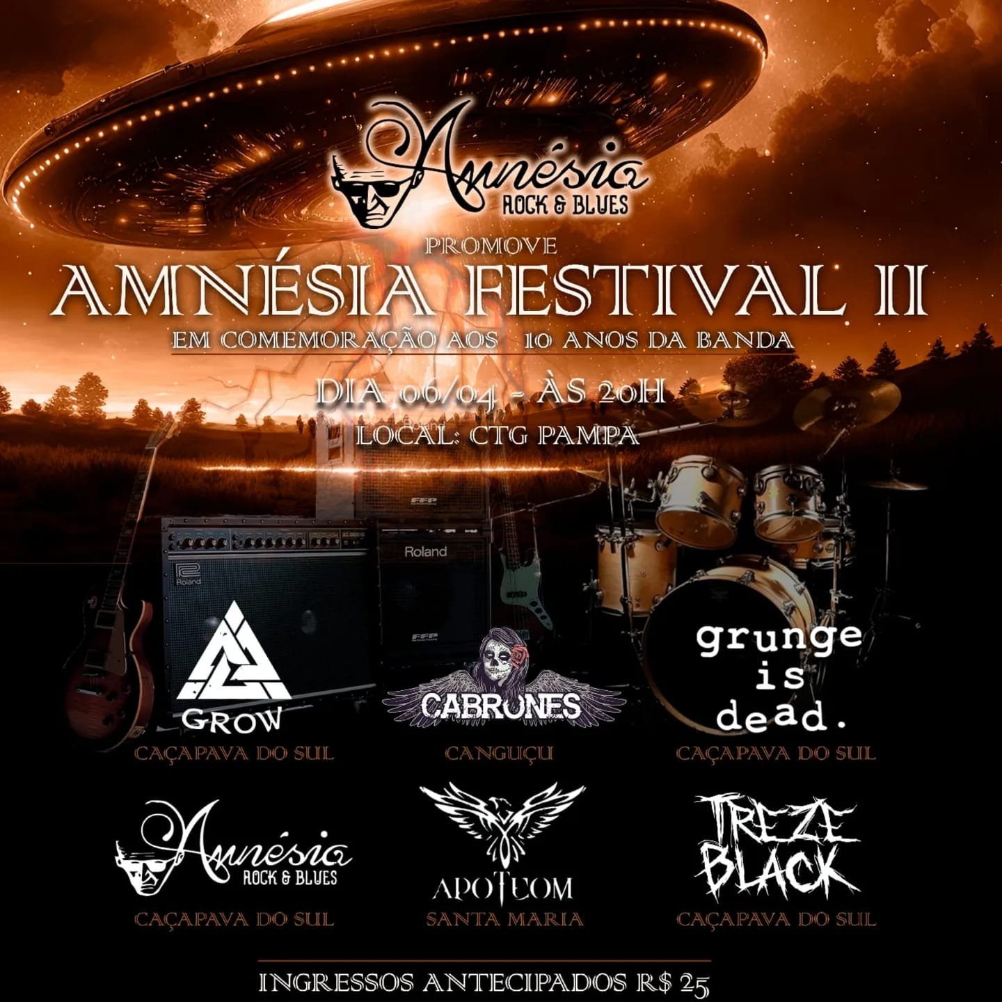 AMNÉSIA FESTIVAL: APOTEOM | TREZE BLACK | CABRONES | GROW | AMNÉSIA ROCK BLUES – CAÇAPAVA DO SUL (RS)