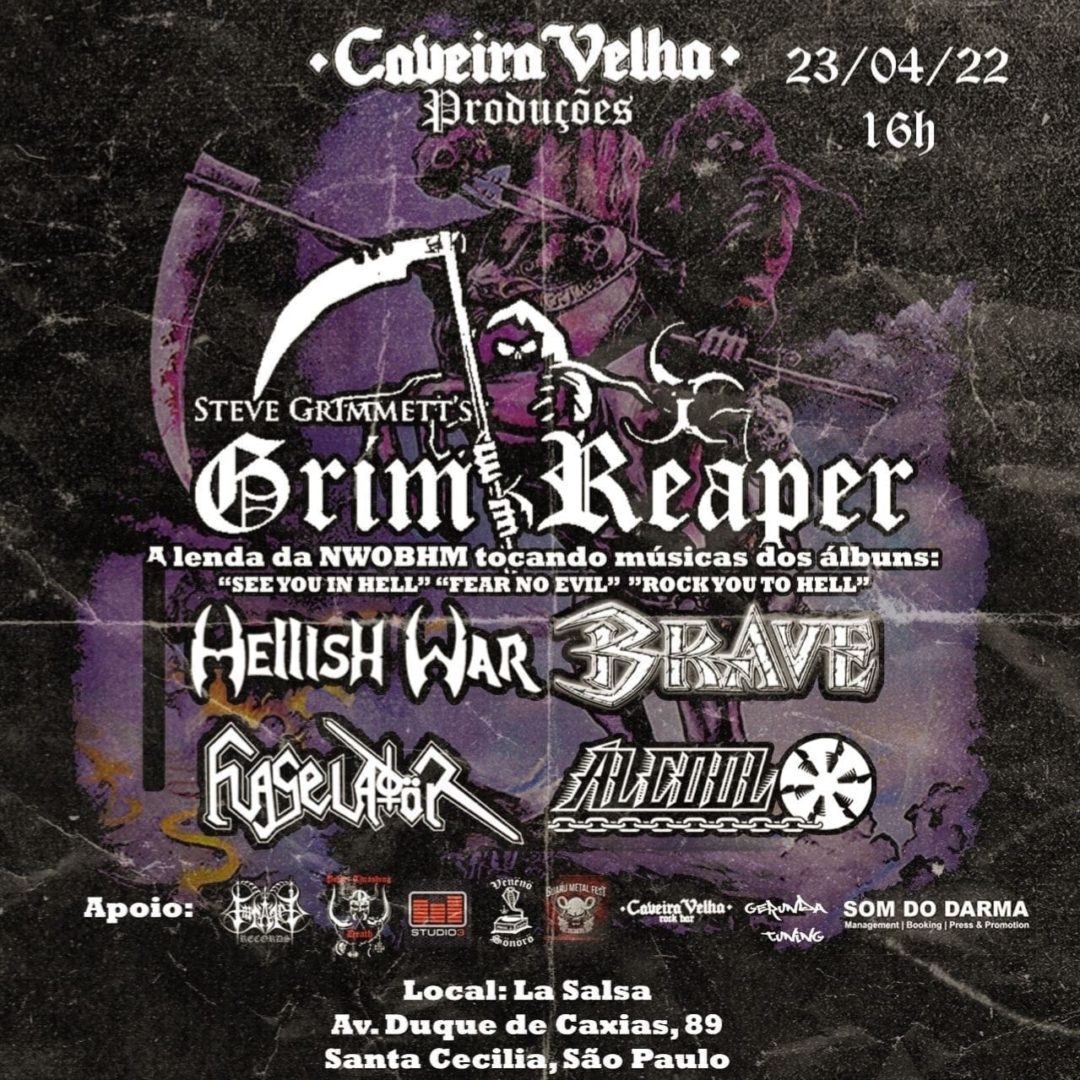 STEVE GRIMMETT’S GRIM REAPER (SÃO PAULO/SP – C/ HELLISH WAR | BRAVE)