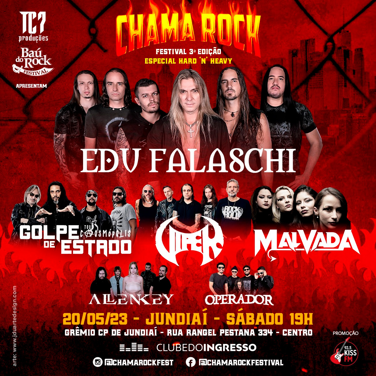 “CHAMA ROCK FEST 3” – EDU FALASCHI | GOLPE DE ESTADO | VIPER | MALVADA | ALLEN KEY | OPERADOR (JUNDIAÍ/SP)