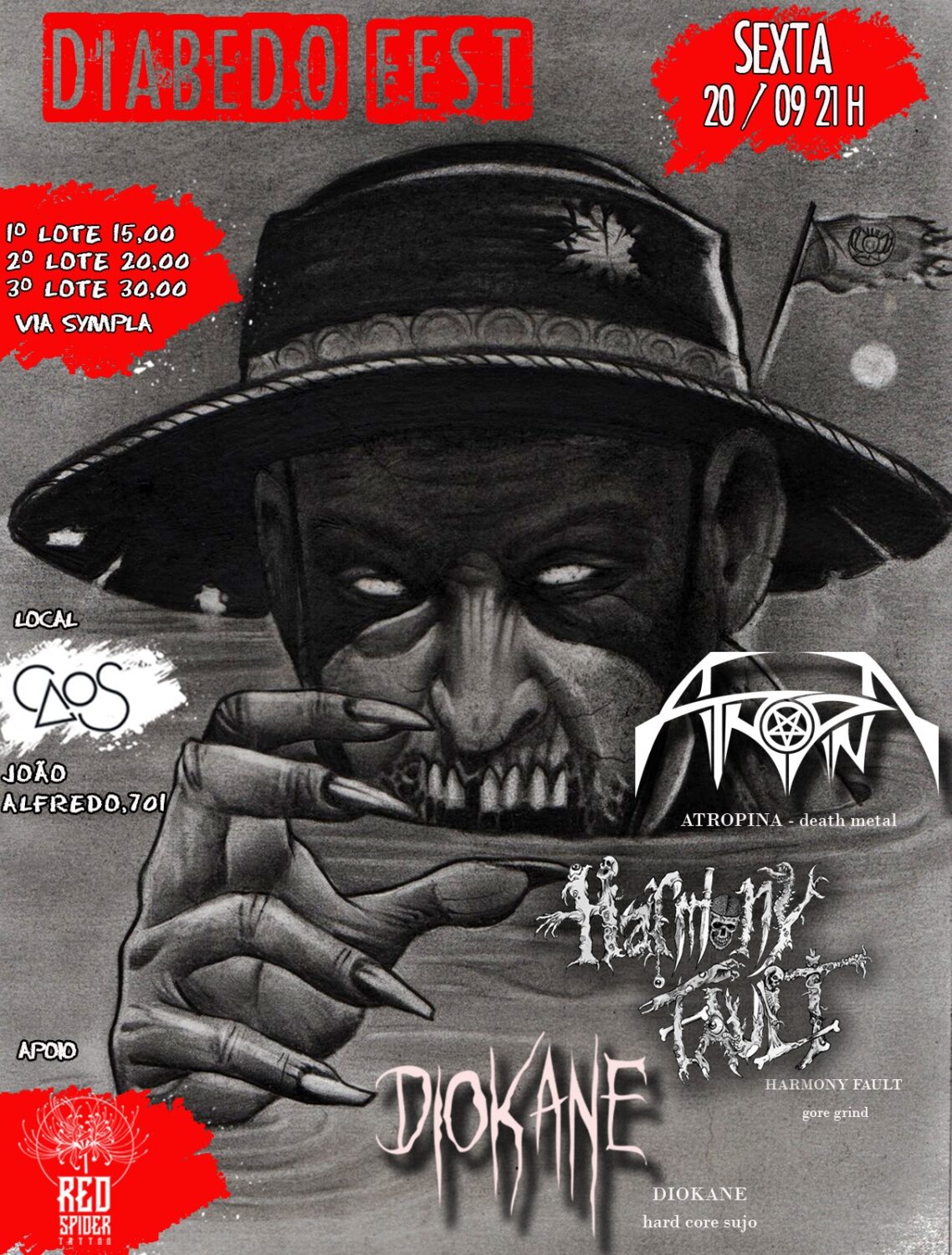 DIABEDO FEST: ATROPINA | DIOKANE | HARMONY FAULT – PORTO ALEGRE (RS)