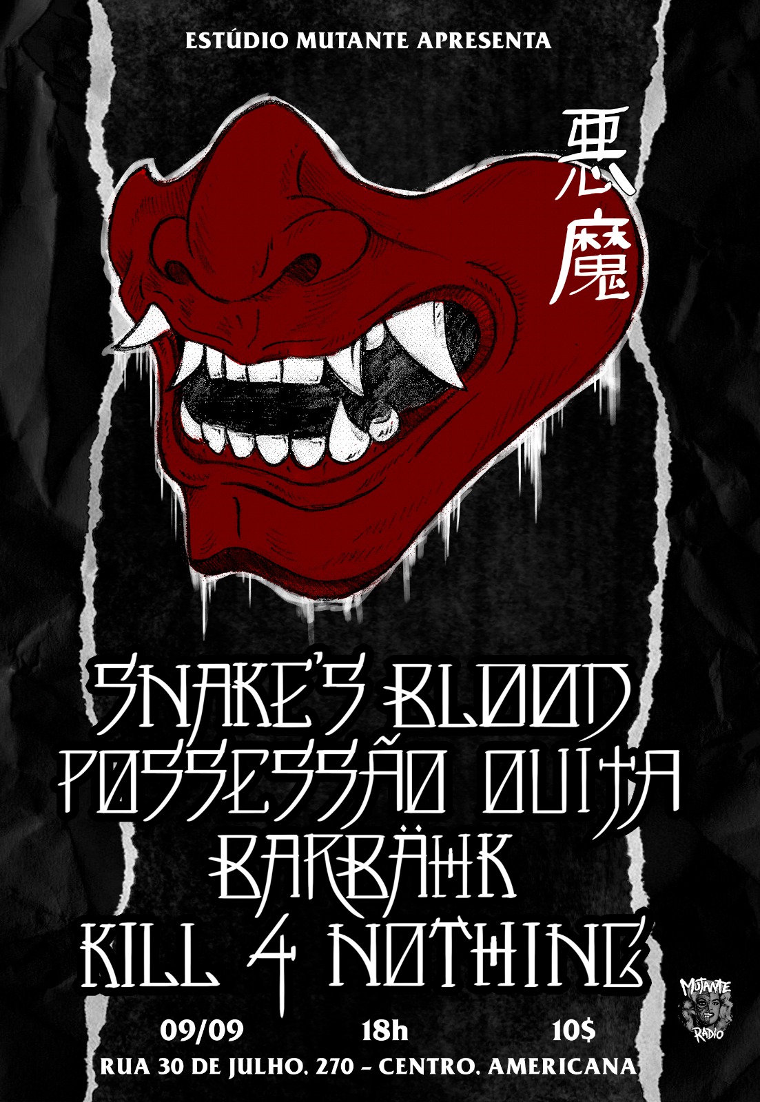 SNAKE’S BLOOD | POSSESSÃO OUIJA | BARBÄHK | KILL FOR NOTHING – AMERICANA (SP)
