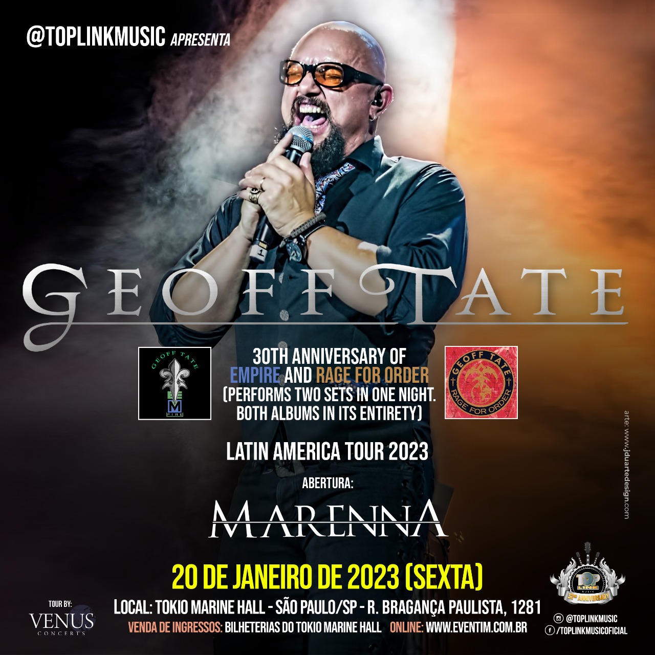 GEOFF TATE TOCA “EMPIRE” E “RAGE FOR ORDER” NA ÍNTEGRA (SÃO PAULO/SP)