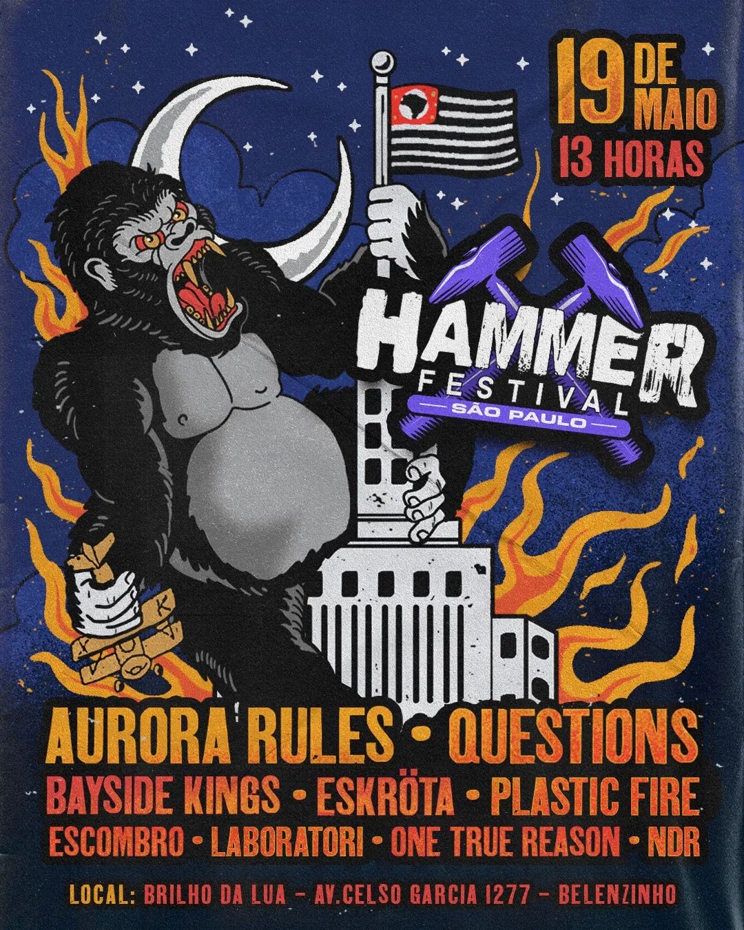 HAMMER FESTIVAL: AURORA RULES | QUESTIONS | BAYSIDE KINGS | ESKRÖTA | PLASTIC FIRE | ESCOMBRO | LABORATORI | ONE TRUE REASON | NDR – SÃO PAULO (SP)