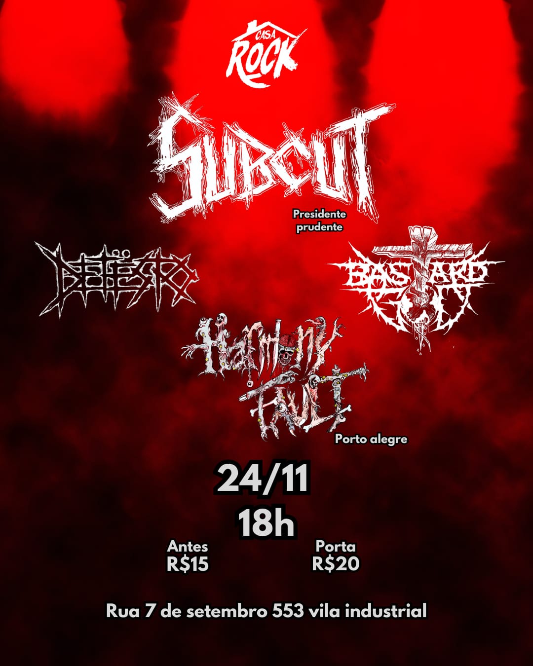 SUBCUT | DETESTO | BASTARD GOD | HARMONY FAULT – CAMPINAS (SP)