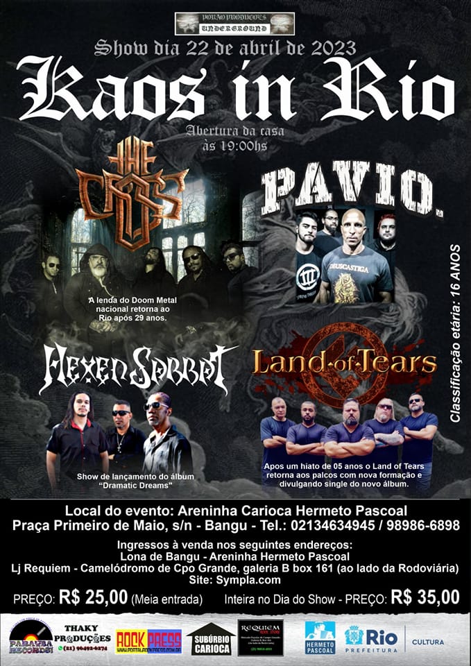 KAOS IN RIO – THE CROSS | PAVIO | LAND OF TEARS | HEXEN SABBATH (RIO DE JANEIRO/RJ)