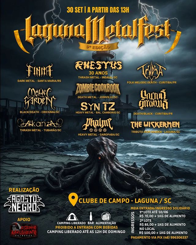 LAGUNA METAL FEST 9: RHESTUS | FINITA | TANDRA | ZOMBIE COOKBOOK | SYN TZ | MALICE GARDEN | NOCTUS ARCANUS | ALKANZA | PHALME | THE WICKERMEN – LAGUNA (SC)