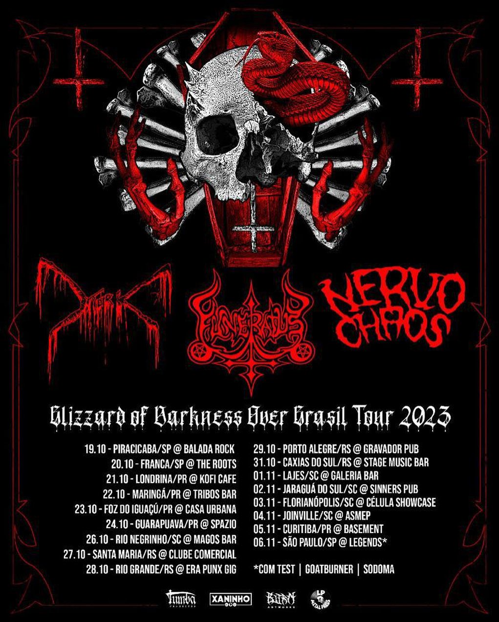 “BLIZZARD OF DARKNESS OVER BRASIL TOUR 2023” – MORK (NOR) | NERVOCHAOS | FUNERATUS (FLORIANÓPOLIS/SC)