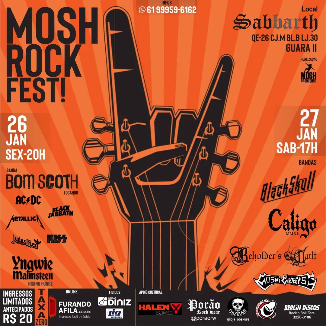 MOSH ROCK FEST: BEHOLDER’S CULT | COSMIC ABYSS | BLACKSKULL | CALIGO MMXII | BOM SCOTH | RISING FORCE – BRASÍLIA (DF)
