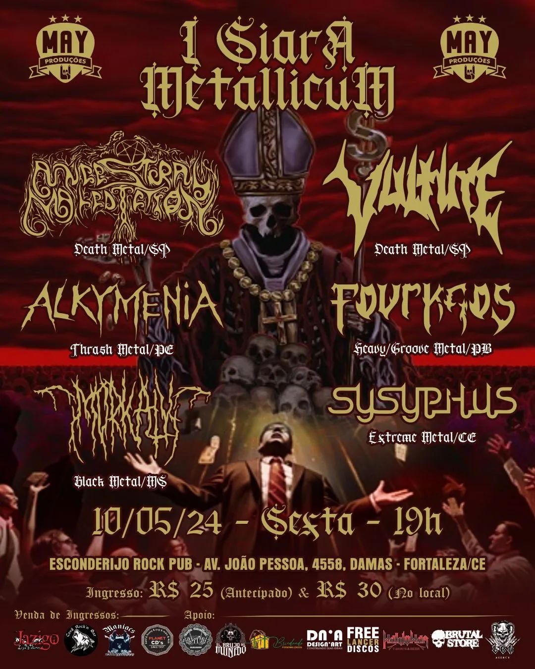 SIARÁ METALLICUM: VULTURE | FOURKAOS | ANCESTRAL MALEDICTION | ALKYMENIA | MØRKALV | SYSYPHUS – FORTALEZA (CE)