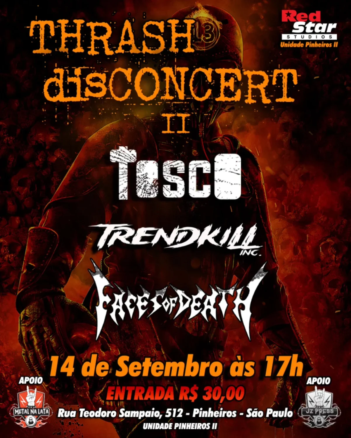 THRASH DISCONCERT II: TOSCO | TRENDKILL INC. | FACES OF DEATH – SÃO PAULO (SP)