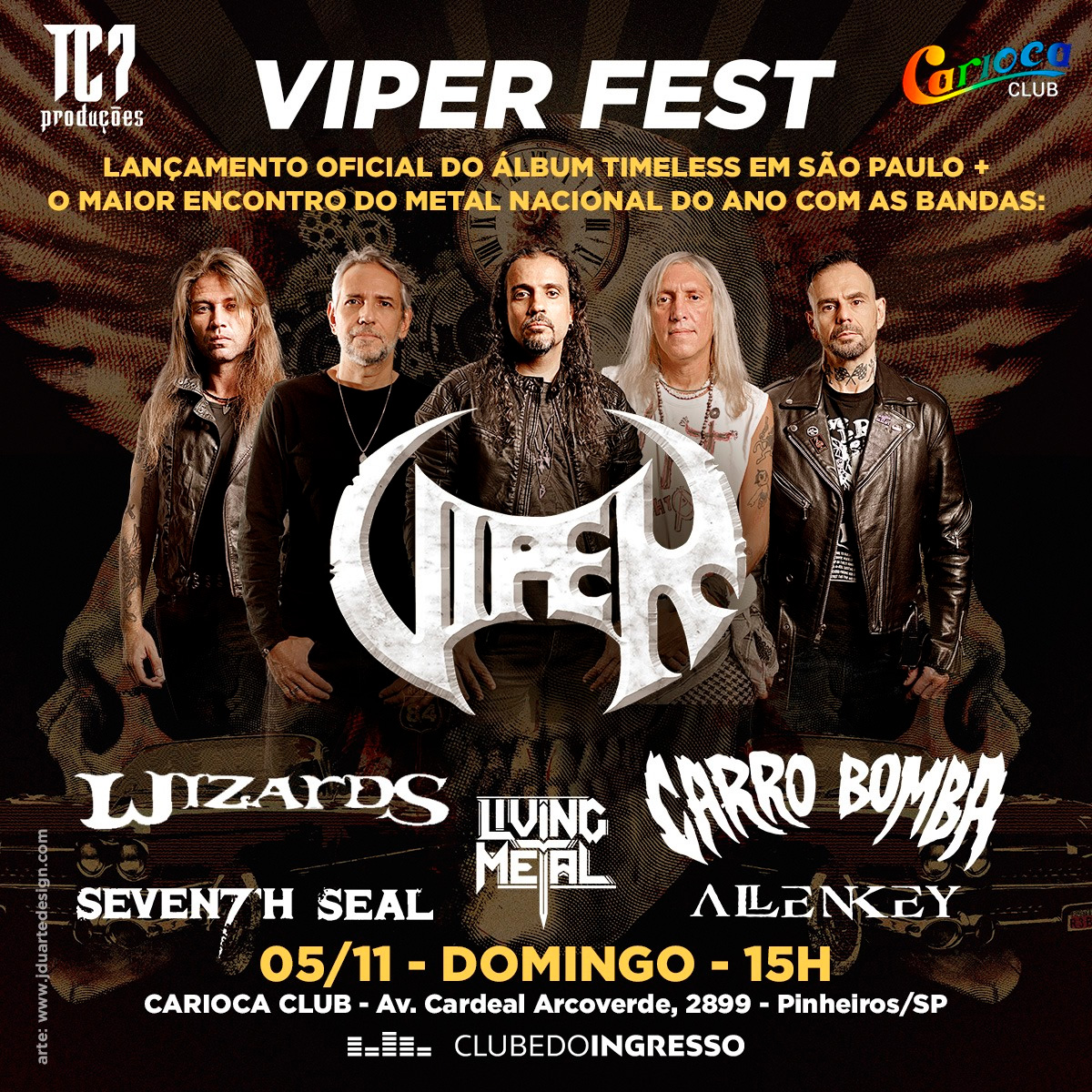 VIPER FEST: VIPER | CARRO BOMBA | SEVEN7’H SEAL | LIVING METAL | WIZARDS | ALLEN KEY – SÃO PAULO (SP)