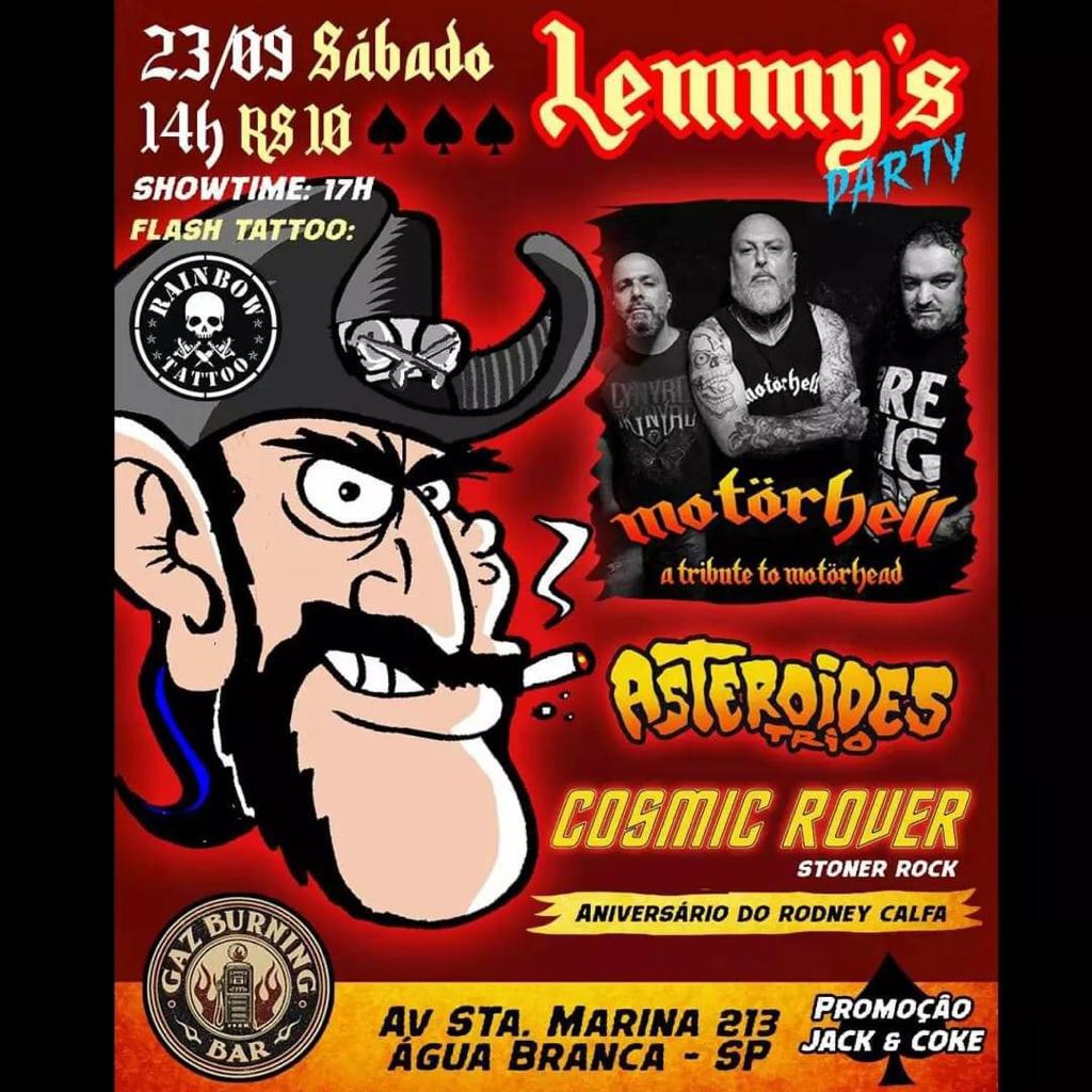 “LEMMY’S PARTY”: C/ COSMIC ROVER | ASTEROIRES TRIO | MOTÖRHELL (A TRIBUTE TO MOTÖRHEAD) – SÃO PAULO (SP)