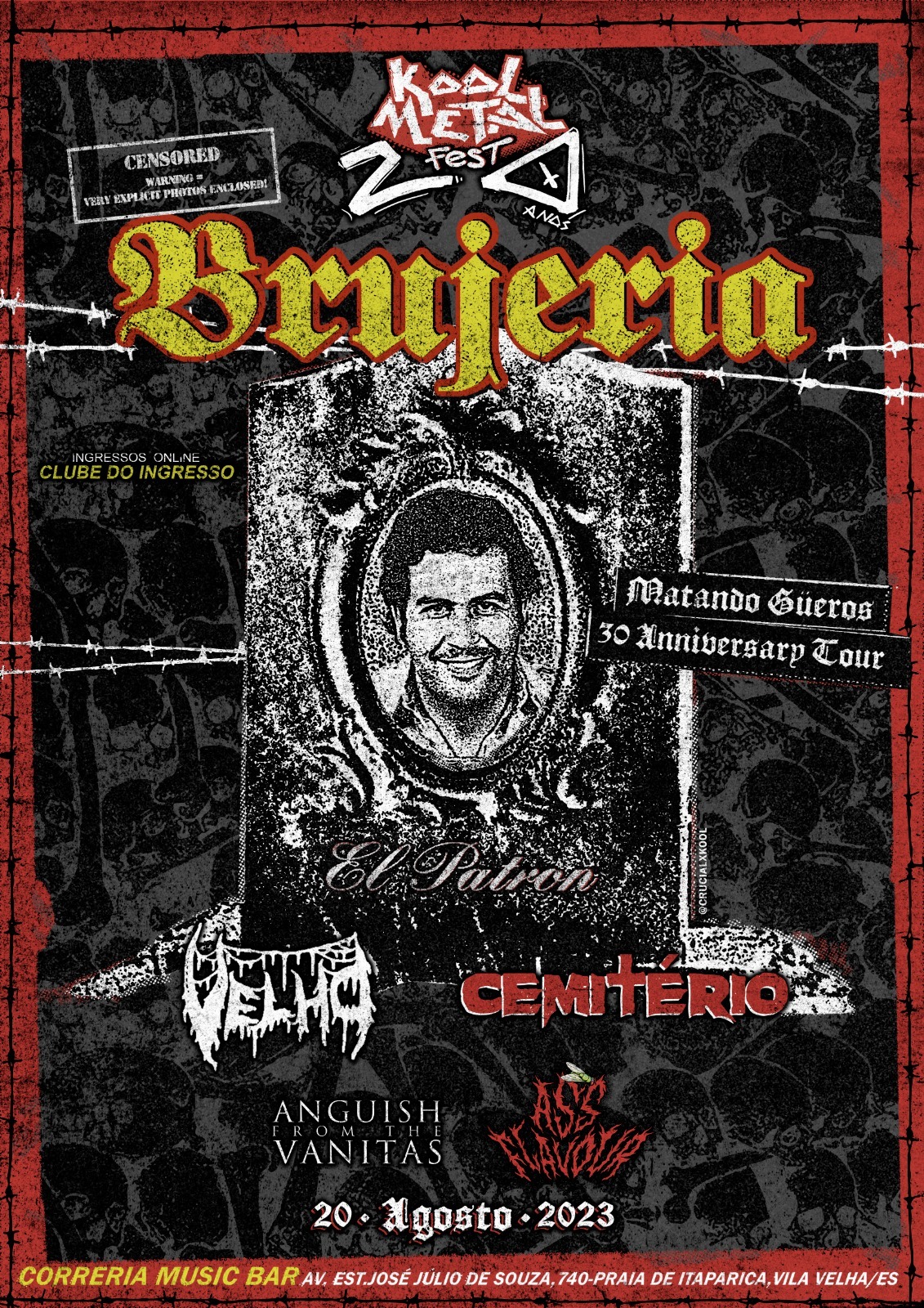 KOOL METAL FEST – BRUJERIA | VELHO | CEMITÉRIO | ANGUISH FROM THE VANITAS | ASS FLAVOUR (VILA VELHA/ES)