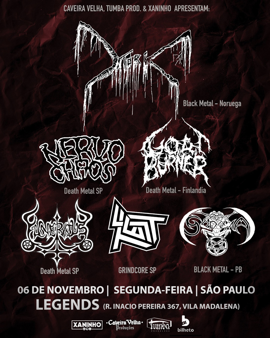 MORK (NOR) | GOATBURNER (FIN) | SODOMA | NERVOCHAOS | FUNERATUS | TEST – SÃO PAULO/SP