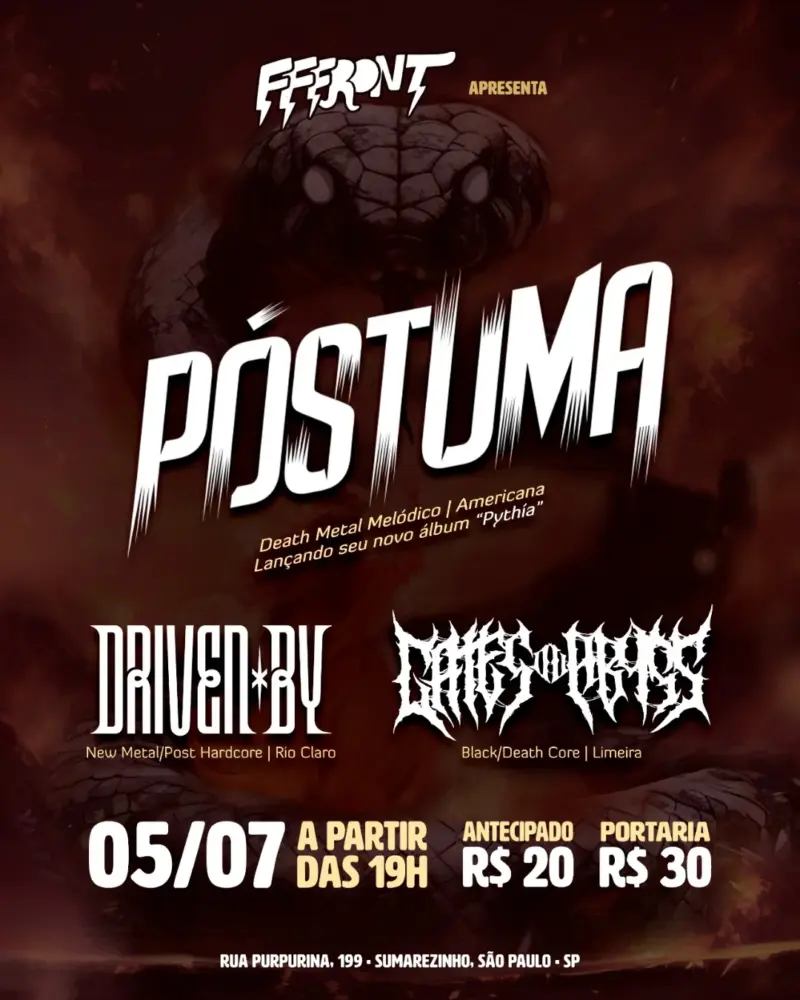PÓSTUMA | DRIVEN BY | GATES OV ABYSS – SÃO PAULO (SP)
