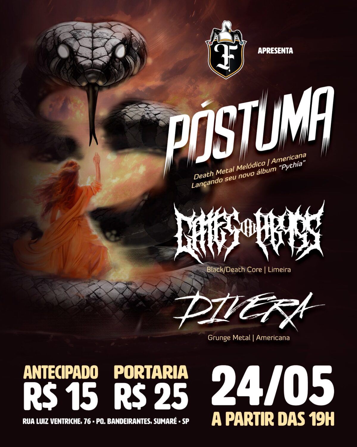 PÓSTUMA | DIVERA | GATES OV ABYSS – SUMARÉ (SP)