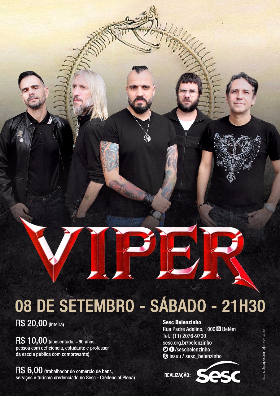 VIPER celebra relançamento do álbum “Vipera Sapiens” com show no Sesc Belenzinho